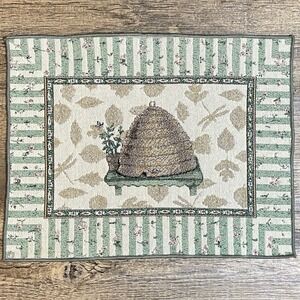 Pfaltzgraff Beehive Naturewood Pattern Tapestry Placemat Vintage Farmhouse Green
